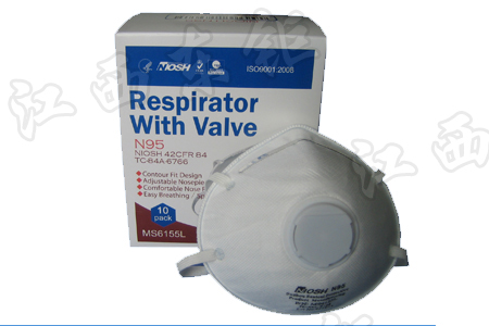 6155L头戴式带阀口罩